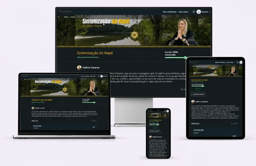 Curso online do rapé em diferentes dispositivos